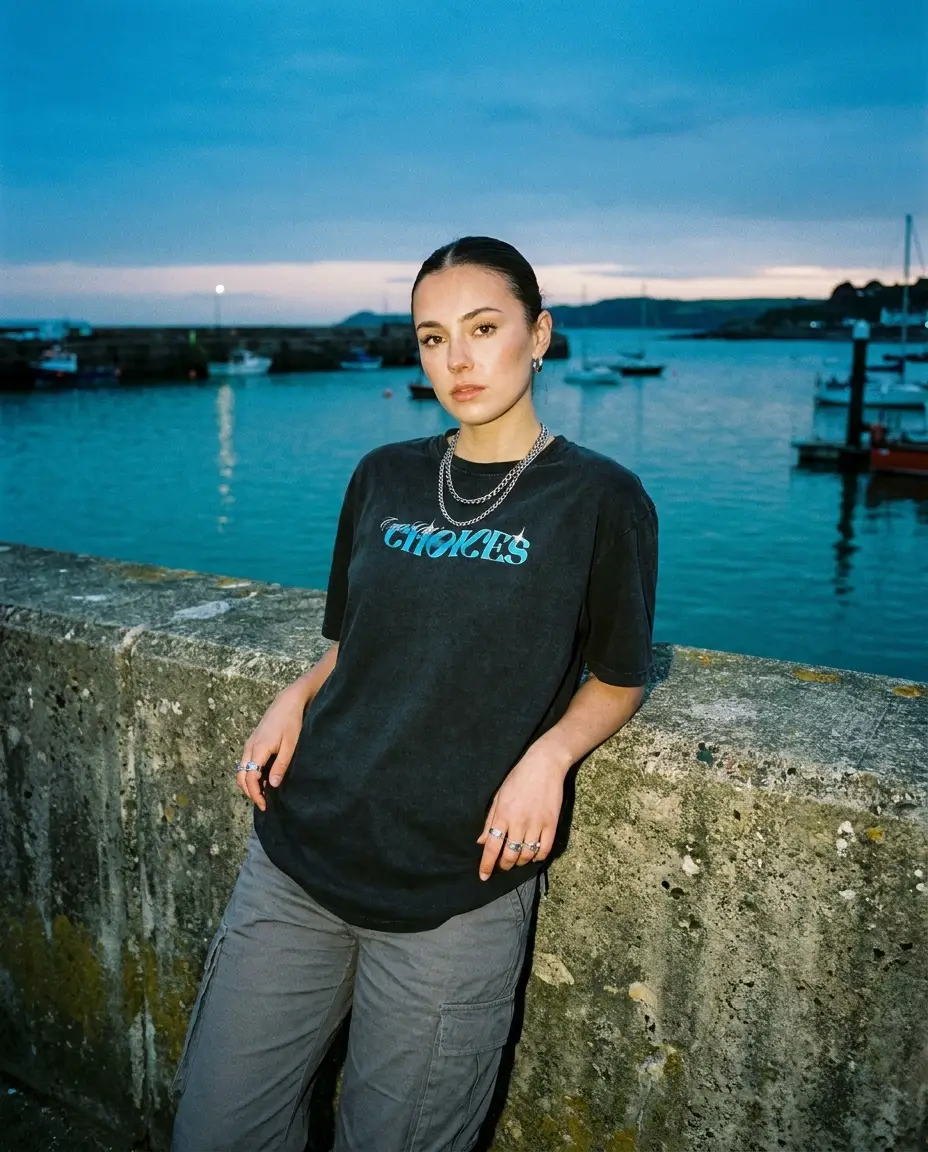 Ocean Tee [Washed Black] worn
