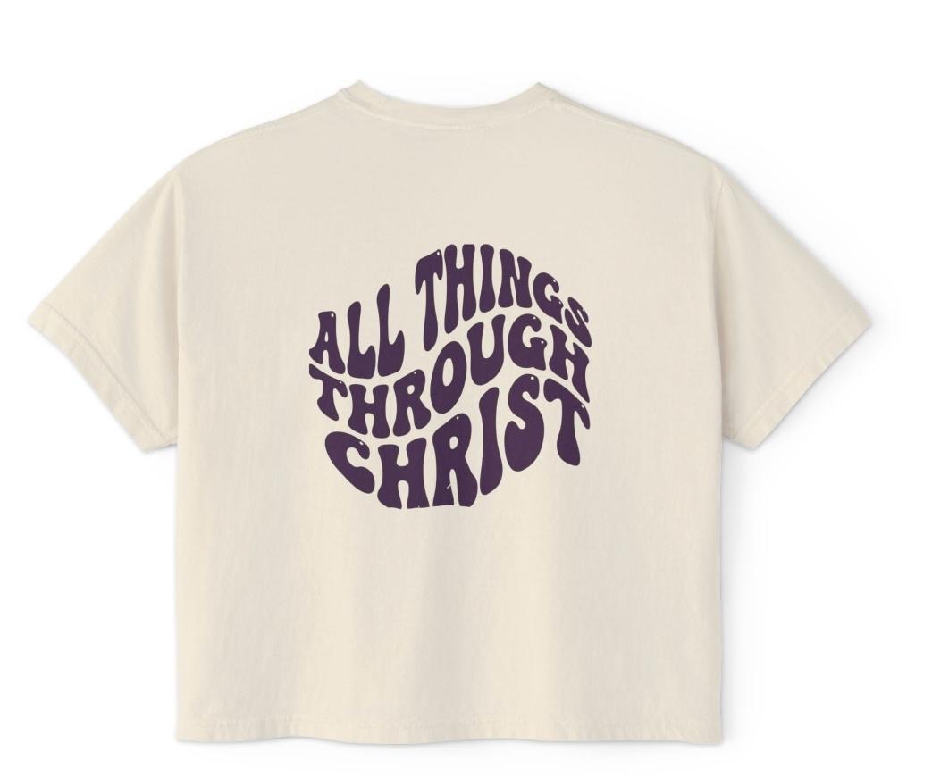 Cream crop tee, back