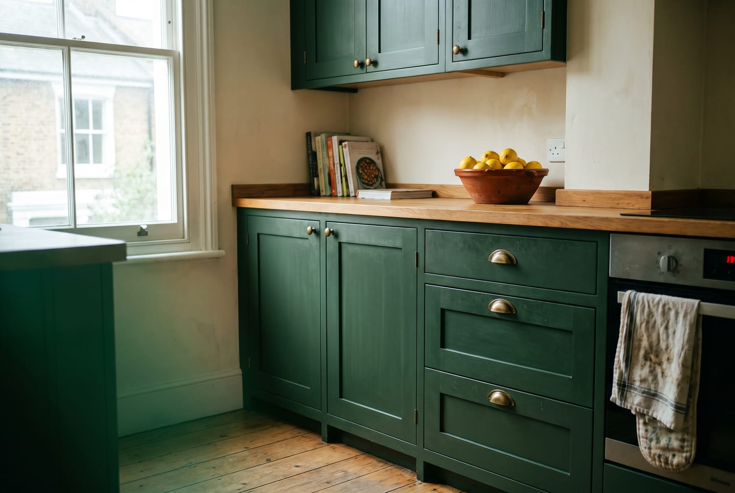 A bright fitted kitchen with island